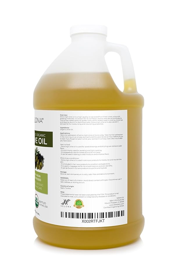 Olive Oil Extra Virgin Organic UNREFINED Cold Pressed VELONA (64oz)