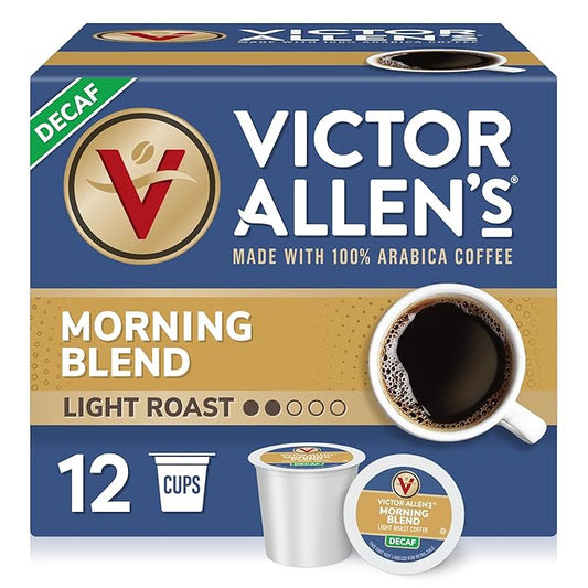 Victor Allen's Coffee Decaf Morning Blend, Light Roast, 12 Count, Single Serve Coffee Pods for