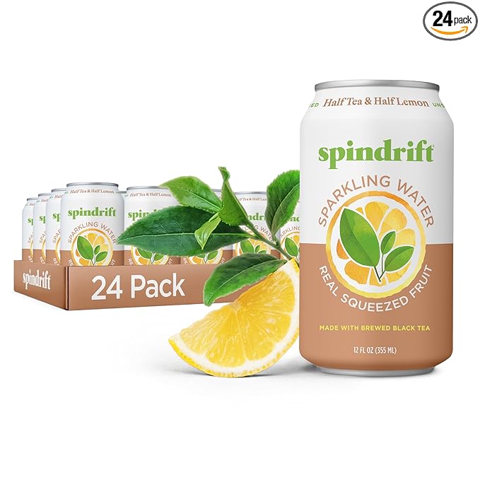 Spindrift Sparkling Water, Half Tea & Half Lemon Flavored, Made with Real Squeezed Fruit, 12 Fl Oz