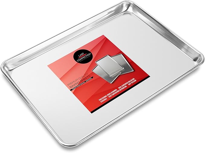 Last Confection 6 Cookie Baking Sheets 13" x 18" - Rimmed Aluminum Jelly Roll Trays - Half Sheet