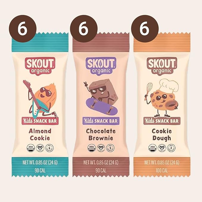 Skout Organic Dessert Inspired Kids Snack Bar Variety Pack (18 Pack) | Organic Kids Snack Bars |
