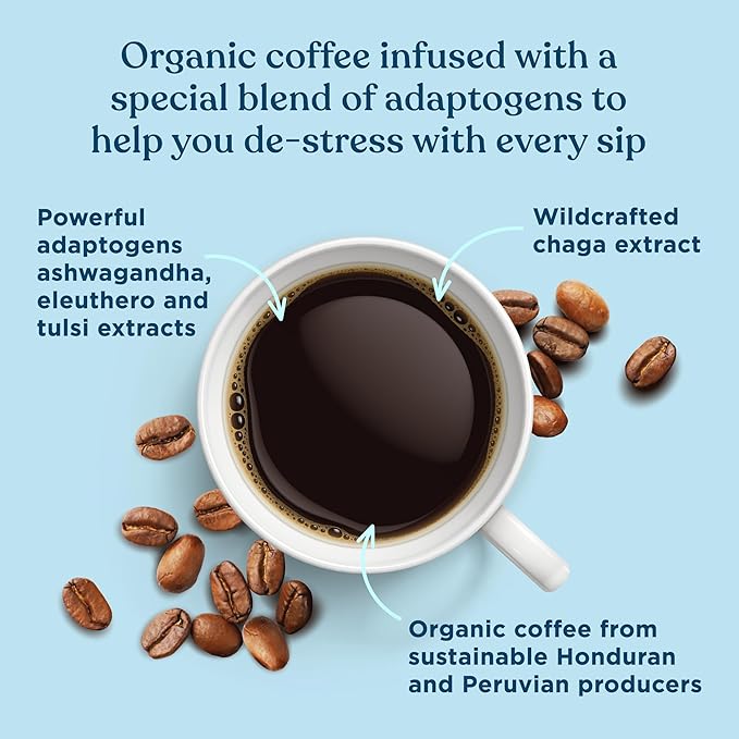 Four Sigmatic Adaptogen Coffee K-Cups | Organic Medium Roast Ground Coffee with Ashwagandha