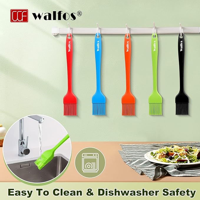 Walfos Silicone Pastry Brush, Heat Resistant Basting Brush Set, Perfect for Baking,BBQ