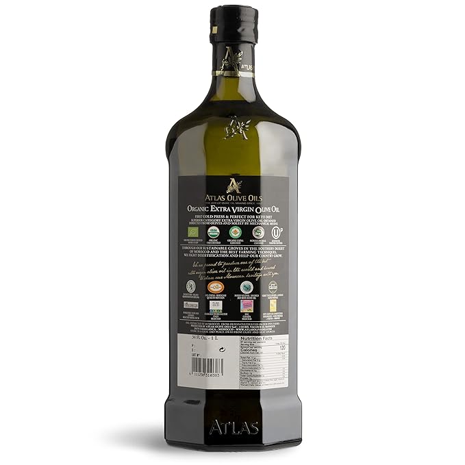 Atlas 1 LT Cold Press Extra Virgin Olive Oil in Glass Bottle, Polyphenol Rich from Morocco | Newly