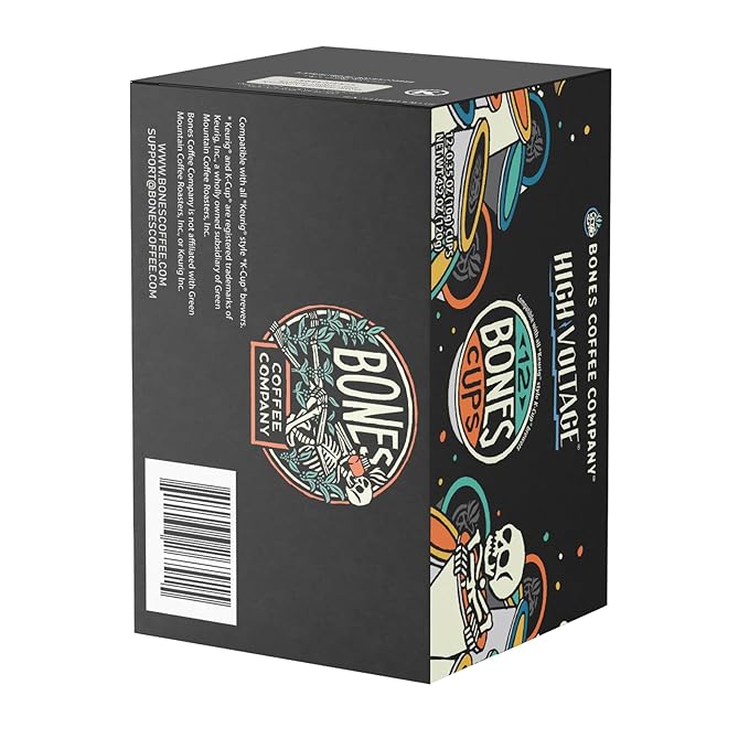 Bones Coffee Company Flavored Coffee Bones Cups High Voltage Flavored Pods | 12ct Single-Serve
