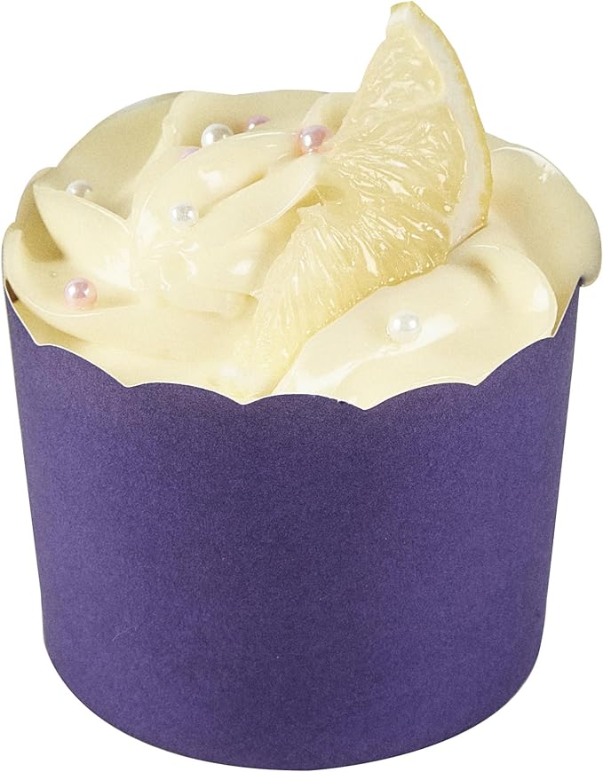 Panificio 6 Ounce Cupcake Wrappers, 200 Scalloped Baking Cups - Oven-Ready, Greaseproof, Purple