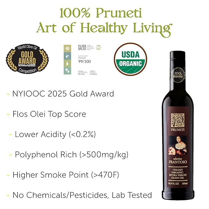 Pruneti - Frantoio Robust, Organic New 2024-2025 Early Harvest Italian Olive Oil Extra Virgin from