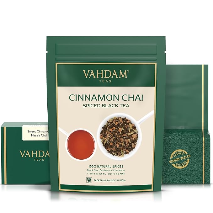VAHDAM, Cinnamon Masala Chai Tea (50+ Cups,3.53oz) Ancient Cinnamon Tea Recipe | Spiced Chai Tea