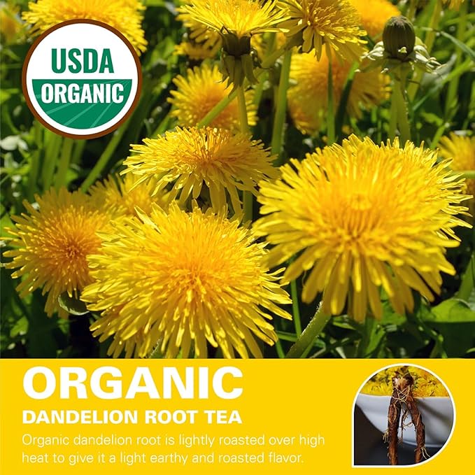 WT WEETEE Organic Roasted Dandelion Root Tea Bags, Dandelion Herbal Tea 100 Count, Caffeine Free