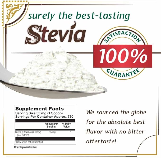 KAL짰 Sure Stevia Extract Powder, 1.3 OZ. | Best-Tasting, Zero Calorie, Low Glycemic | 730 Servings