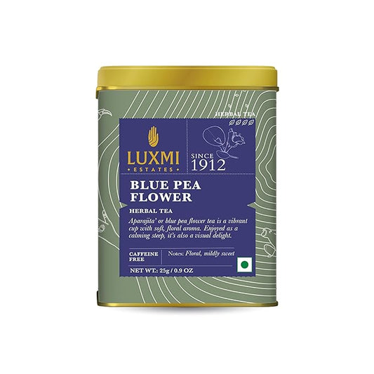 Luxmi Estates - Butterfly Pea Flower Tea - Loose Leaf - 25g (12 Cups) | USDA Certified Organic Blue