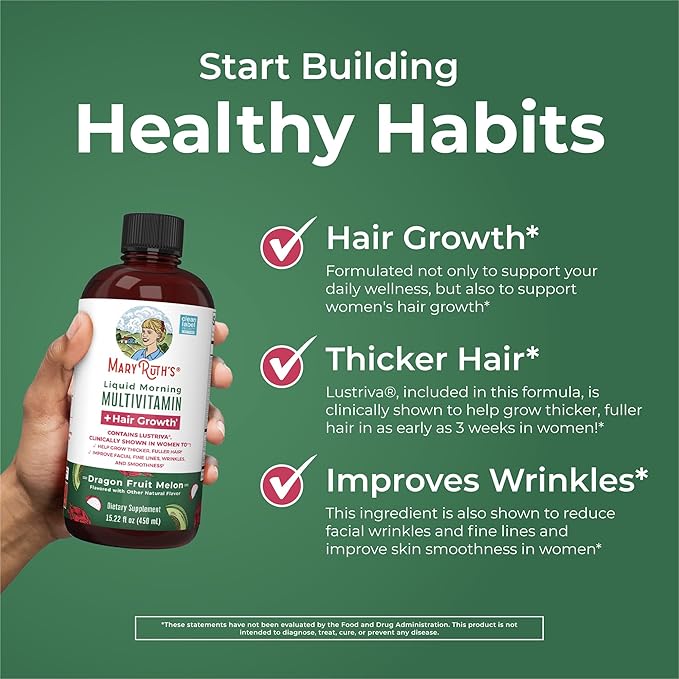 MaryRuth's Liquid Multivitamin + Hair Growth | Biotin 10000mcg | Lustriva Hair Growth Supplement |