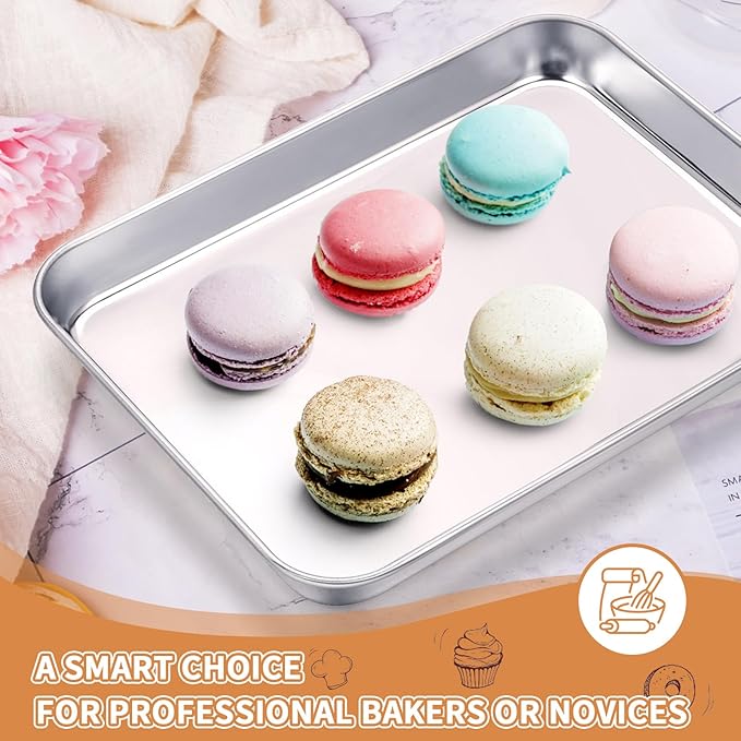 Stainless Steel Baking Sheet Set of 2, Deedro Cookie Sheet Metal Baking Pan Oven Tray, Non Toxic &
