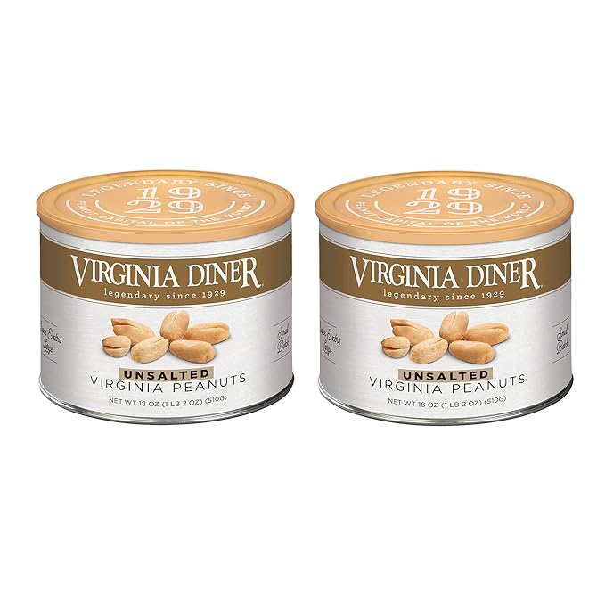 Virginia Diner Unsalted Gourmet Peanuts Blister Roasted XL Virginia Nuts All Natural VA Peanuts