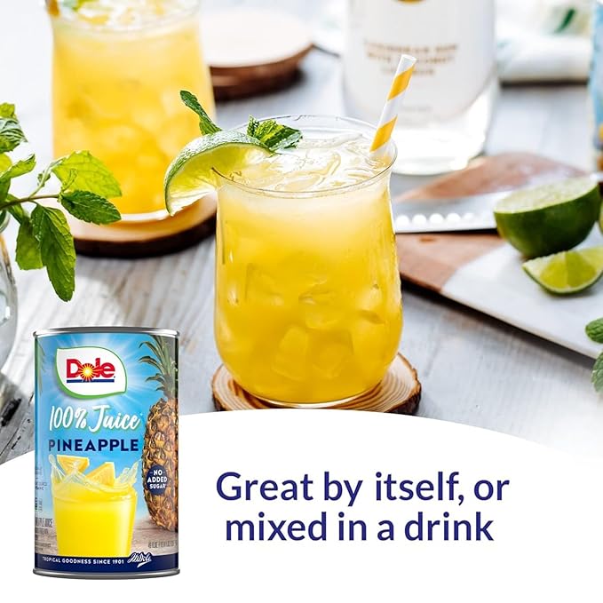 Dole 100% Pineapple Juice - Dole Canned Juice - No Sugar Added - 46 fl oz Cans - 6 Pack