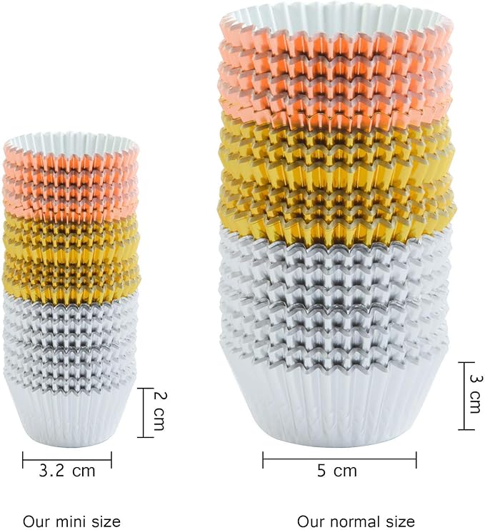Elcoho 600 Pieces 1.25 Inch Mini Foil Metallic Cupcake Liners Muffin Paper Cases Baking Cups, Gold