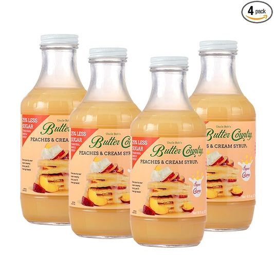 Butter Country Rich & Creamy Peach Syrup for Pancakes and Waffles, All Natural Fruity Topping Use