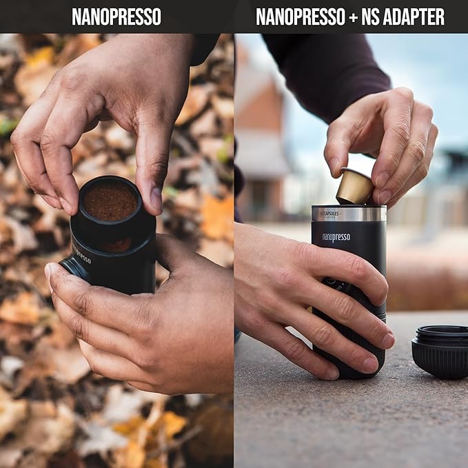 WACACO Nanopresso Portable Espresso Maker Bundled with NS Adapter, Compatible with NS Capsules and