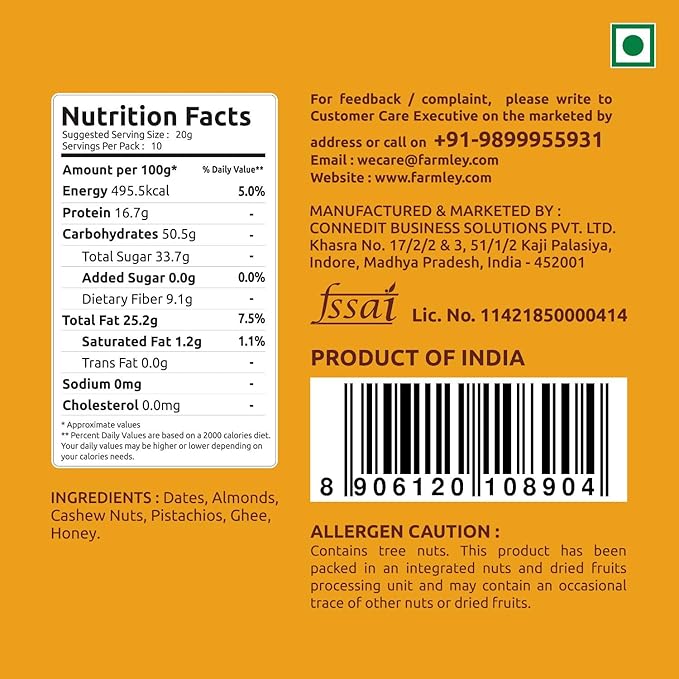 Farmley Protein Dates Bars Jars| Dates Bite with No Added Sugar | Made with Zero Added Sugar |