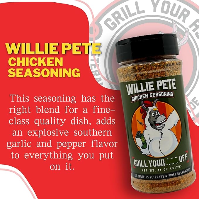 GYAO Willie Pete Chicken Seasoning – 11oz Southern Garlic Pepper Blend BBQ Seasoning for Chicken