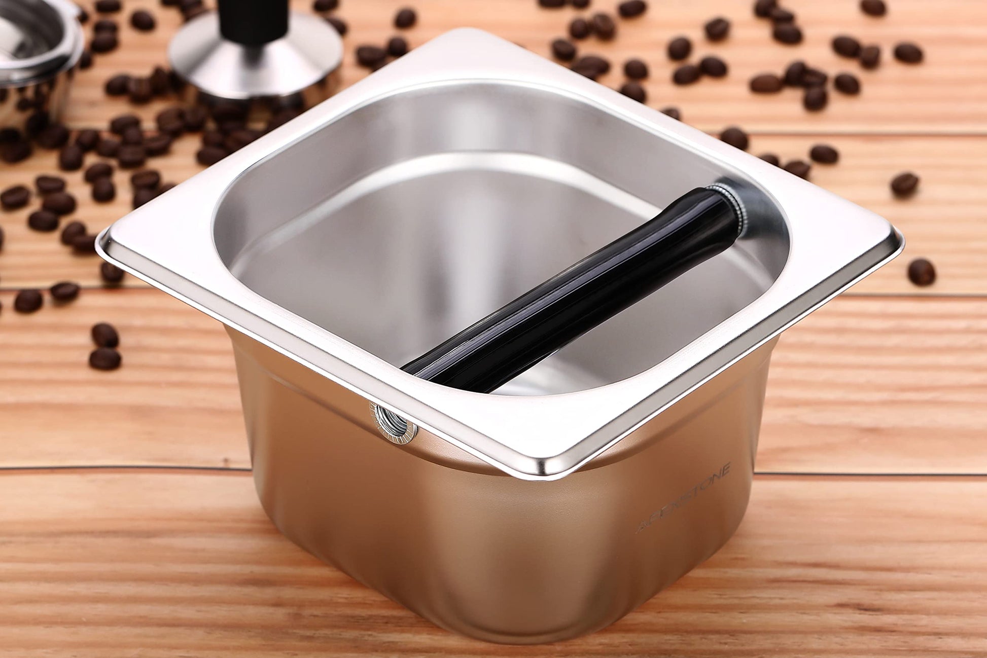 Apexstone Coffee Knock Box Stainless Steel, 6.9 Inch Espresso Knock Box for Espresso Coffee