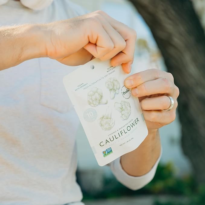 POSHI Marinated Cauliflower Florets Snack Pack | Salt + Pepper | Keto, Vegan, Paleo, Non GMO, Low