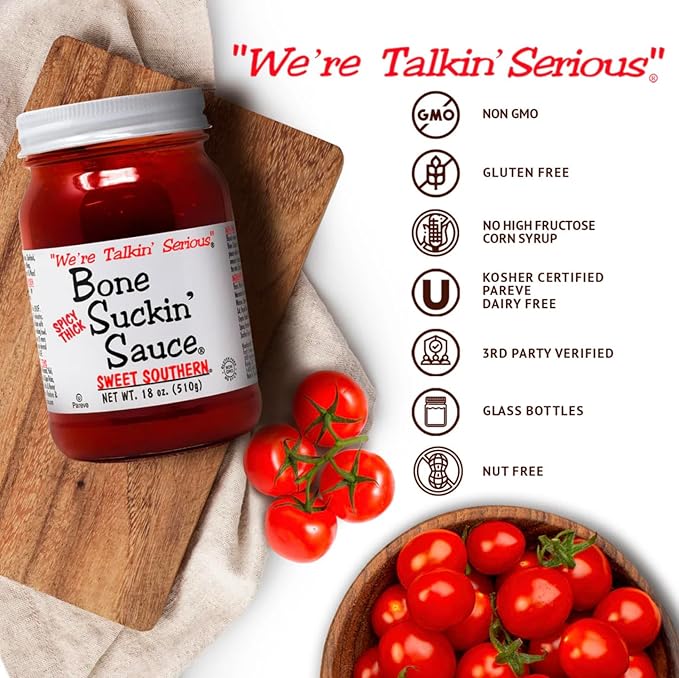 Bone Suckin' Sauce Sweet Southern BBQ Sauce, Gluten-Free, Non-GMO, Kosher, Sweetened with Cane