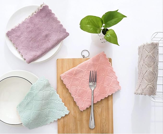 kimteny 12 Pack Kitchen Cloth Dish Towels, Premium Dishcloths, Super Absorbent Coral Velvet
