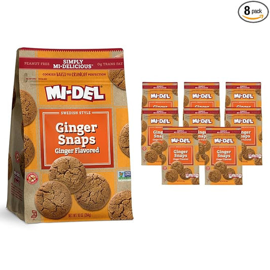 Mi-Del Ginger Flavored Snaps - Crunchy Ginger Cookies - Swedish Ginger Snaps Cookies Old Fashioned