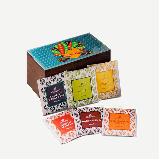 Octavius Urban Print Wooden Tea Sampler Box | Variety Pack Sampler | Perfect For Gifting &