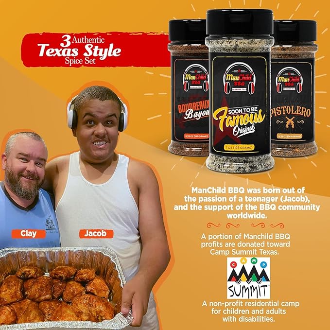 All-Purpose Salt Pepper Garlic BBQ Rub by Manchild, Authentic Texas Style Dry Rub for Beef
