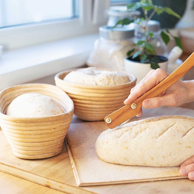 Nuanchu 4 Pcs Proofing Basket 9 Inch Round Bread Proofing Basket 10 Inch Oval Rattan Baking Bowl