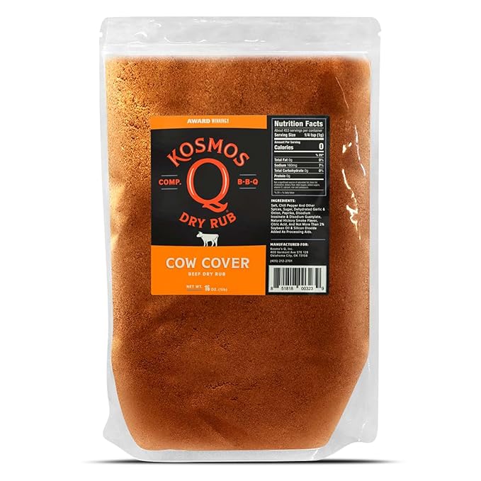 Kosmos Q Cow Cover BBQ Dry Rub, Smoky & Savory Beef Seasoning with Chili Pepper, Garlic, Onion &
