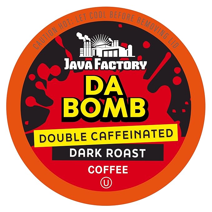 Java Factory Coffee Pods High Caffeine Coffee Compatible with K Cup Brewers Including 2.0, Da Bomb