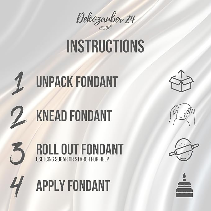 Dekozauber24 Fondant icing multipack, 5 colors, 3.5oz (100g) rolled fondant per color, for cakes