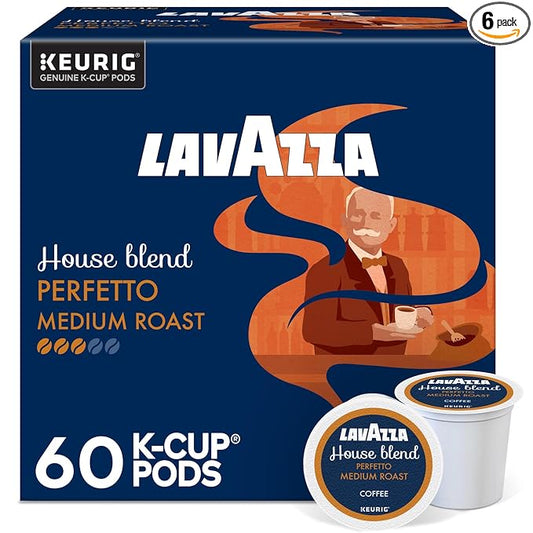 Lavazza House Blend Perfetto, Single-Serve Keurig K-Cup Pods, Medium Roast Coffee, 60-Count Box (6