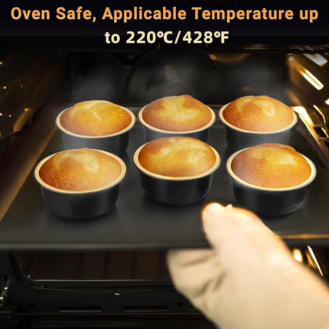 Beasea Aluminum Foil Ramekin Cups With Lids, 50 Pack 6.1oz 180ml Mini Disposable Foil Ramekins
