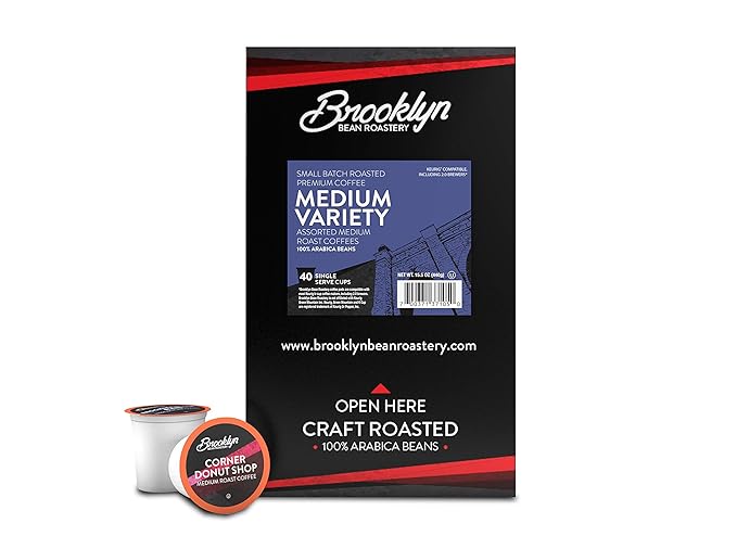 Brooklyn Beans Coffee Pods, Medium Roast Gourmet Variety Pack - Compatible with Keurig K Cup