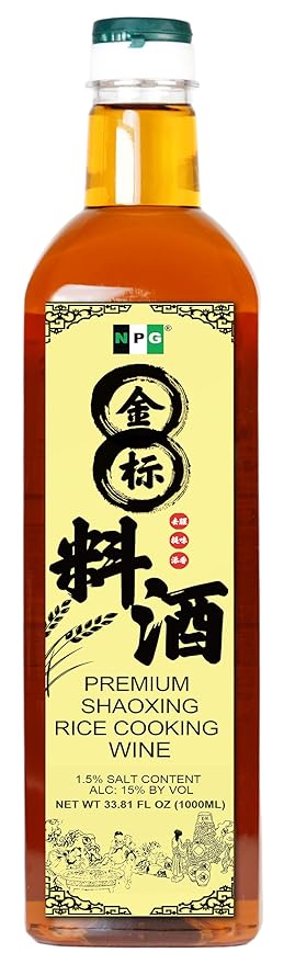 NPG Premium Shaoxing Cooking Wine 33.81 Fl Oz, Authentic Chinese Shao Hsing Rice Wine, Red Cooking