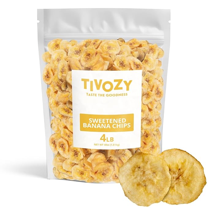 Sweetened Banana Chips - 4 Lb Healthy Snack Option, Elevate Your Healthy Lifestyle With These