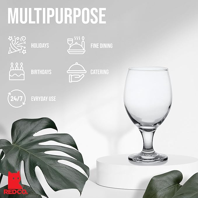 Red Co. Belluno Classic Clear Glasses for Water, Juice, Liquor - Wine Goblets - Set of 4 (13.5