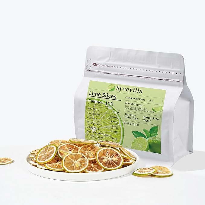 Dried Lime Slices, Dehydrated Lime Slices for Cocktails Garnish/Fruit Tea/Baking/Garland/Crafts