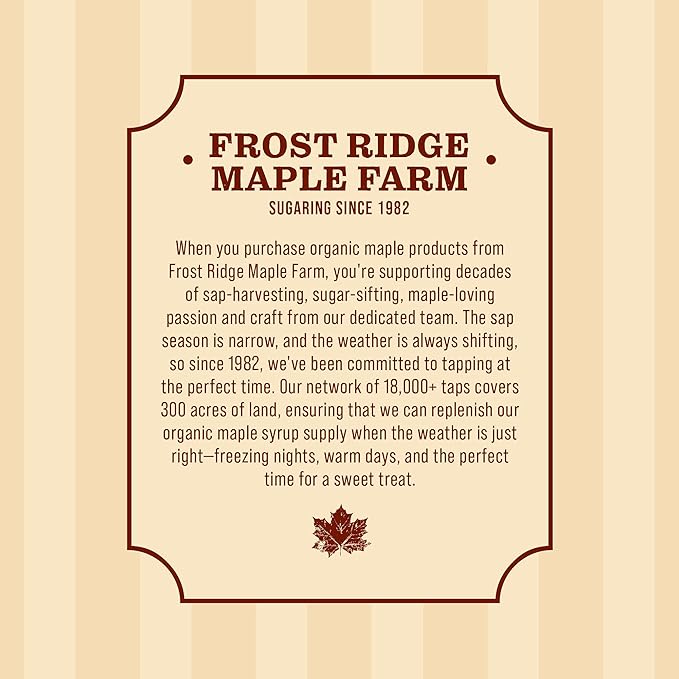 Frost Ridge Maple Farm, Organic Maple Syrup, Grade A, Quart (32 FL Oz), Dark Robust (formerly Grade