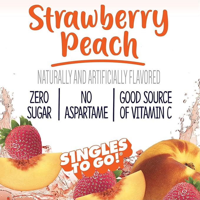 Welch's Singles To Go Water Drink Mix - Powder Sticks, Strawberry Peach, 0.48 Ounce (Pack of 12)