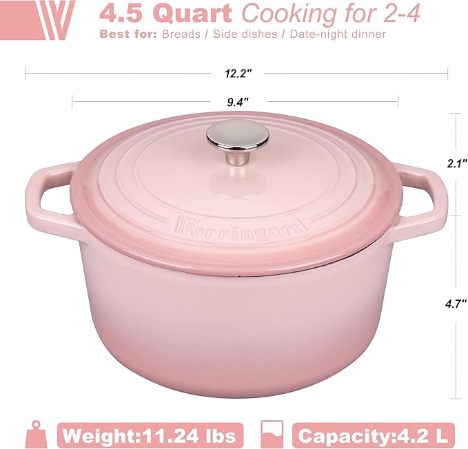 Enameled Cast Iron Dutch Oven Pot with Lid, for Bread Baking, Round Bread Oven- include Sourdough