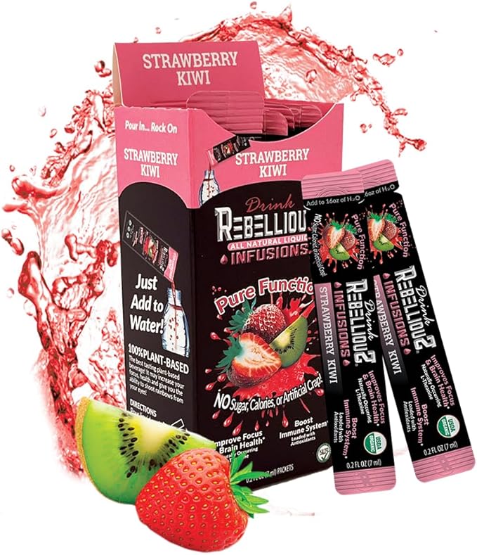 Rebellious Strawberry Kiwi Organic Drink Mix ??Organic 0 Calorie Energy Drink Mix | Monk Fruit &
