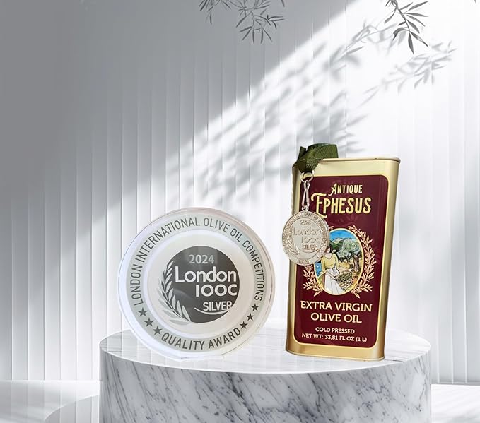 Extra Virgin Olive Oil Cold Pressed - London Award-Winning - 33.81 Fluid Ounce,Antique Ephesus