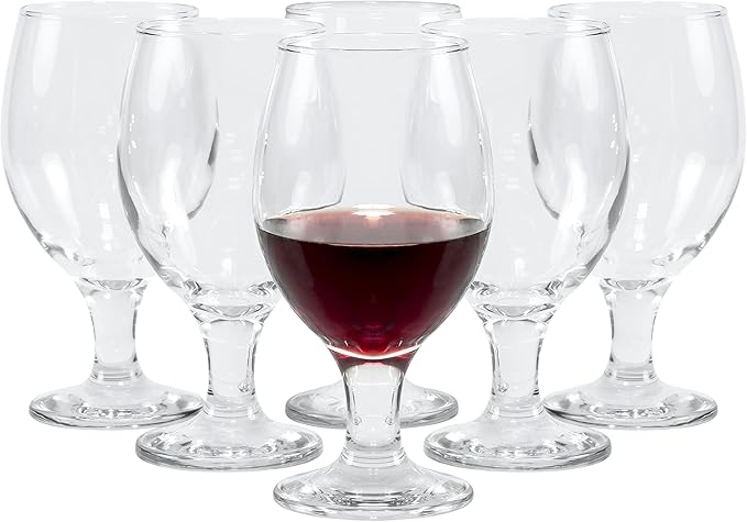 Red Co. Belluno Classic Clear Glasses for Water, Juice, Liquor - Wine Goblets - Set of 6 (13.5