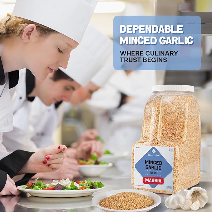Minced Garlic - 6 Lb. Jar - Bulk, Kosher, Natural Flakes for Flavorful Dishes - Non-GMO, 100%