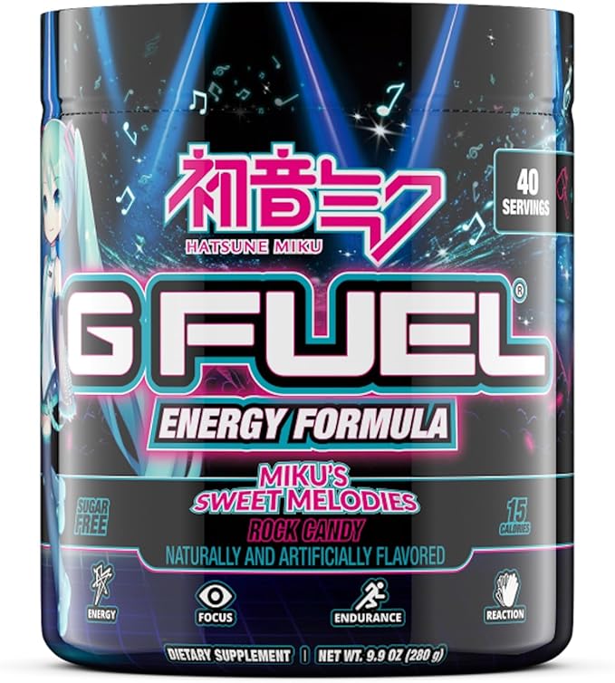 G Fuel Sweet Melodies Hatsune Miku Energy Drink Powder, Pre Workout Caffeine Mix for Gaming, Sugar